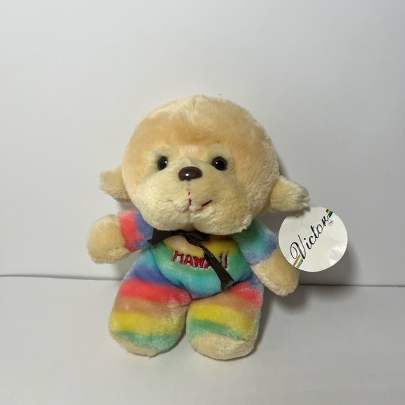 Victor Trading Co Rainbow Hawaii Monkey Plush Stuffed Animal VTG Tags Pride - Picture 2 of 11
